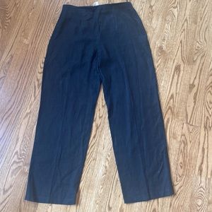 100% linen black straight leg pants lightweight quiet luxury minimalist vintage